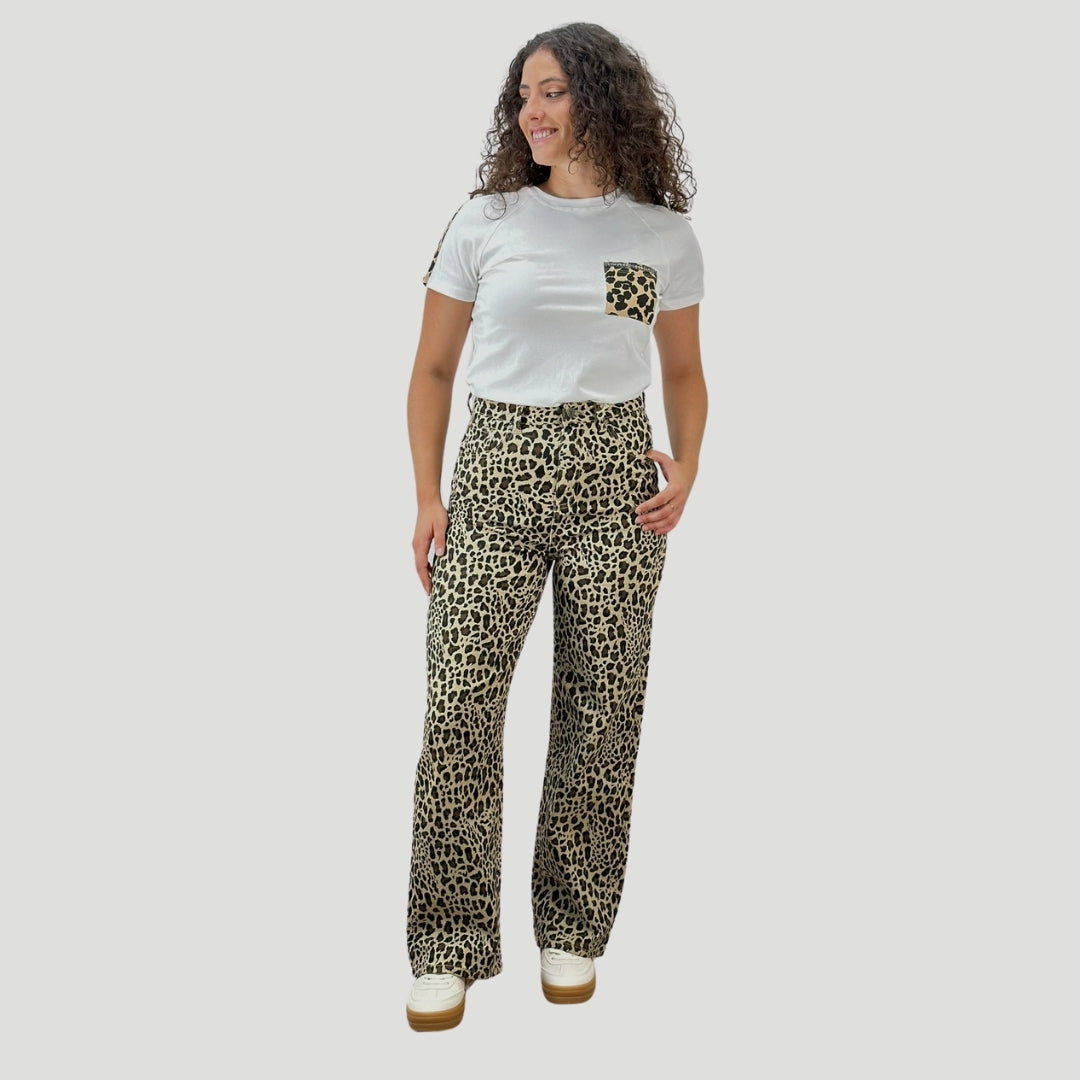 Camiseta | Bolsillo brillo animal print | M60855