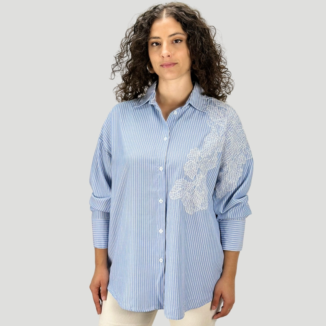 Camisa de rayas | Azul y blanco | R.M68005