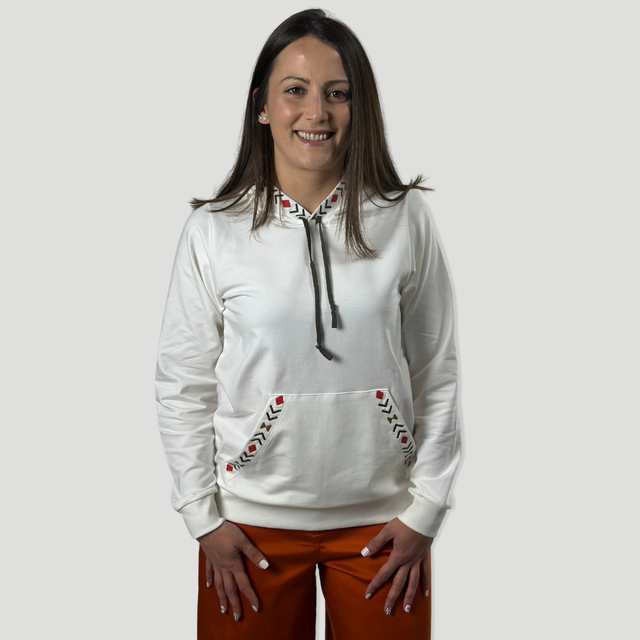 Sudadera Capucha | Blanca con bordado
