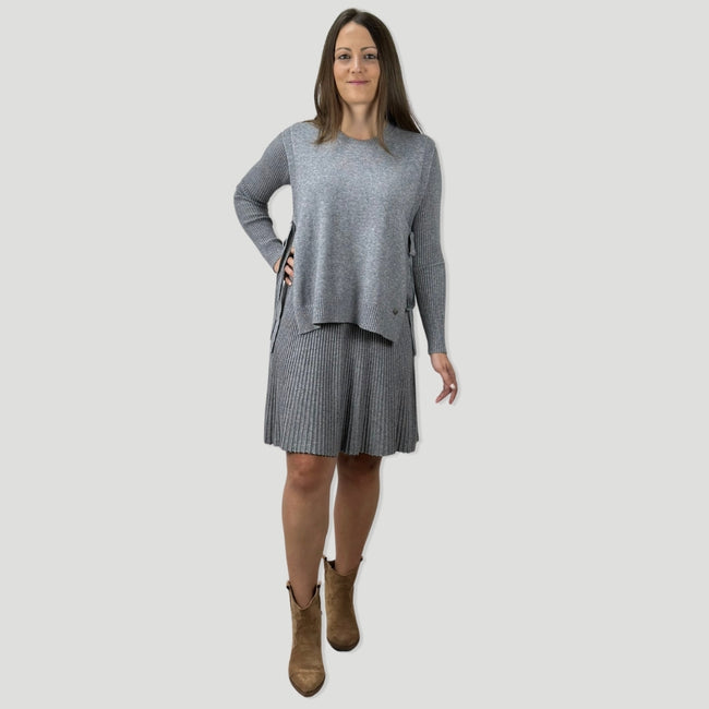 Conjunto | Vestido canalé y chaleco | Gris | R.8764