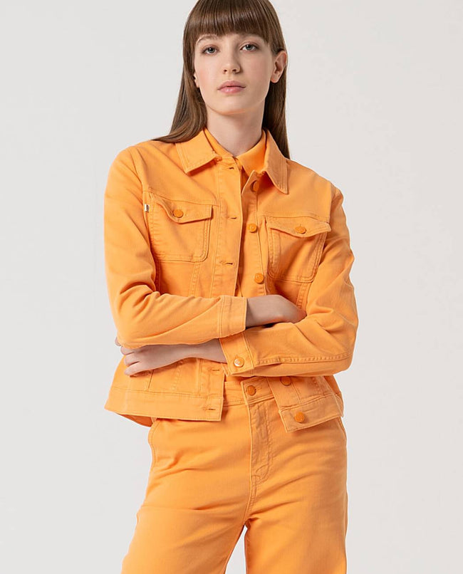 Chaqueta corta estilo tejana |Mandarina
