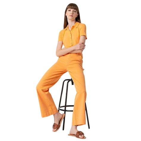 Pantalón acampanado | Liso | Mandarina