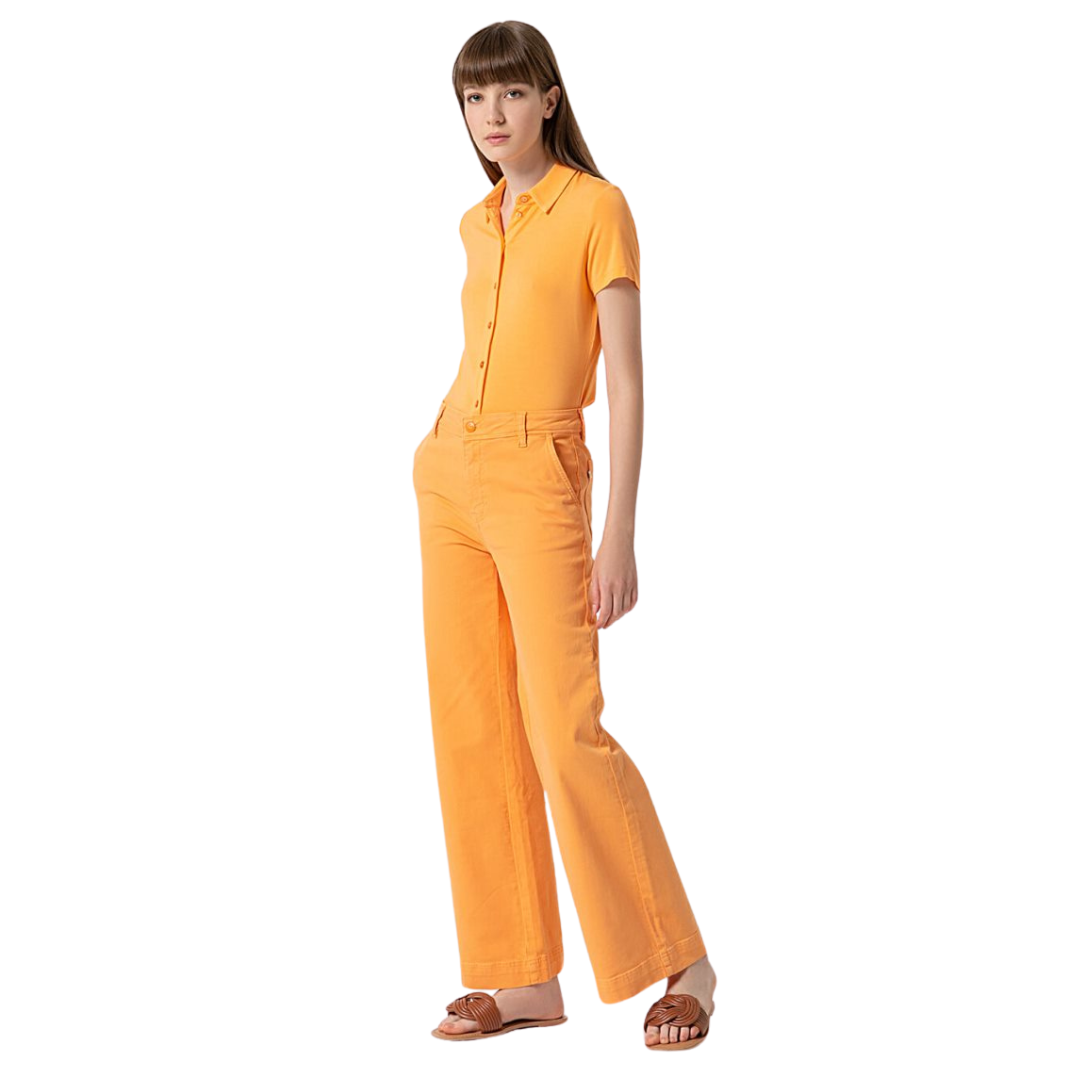 Pantalón acampanado | Liso | Mandarina