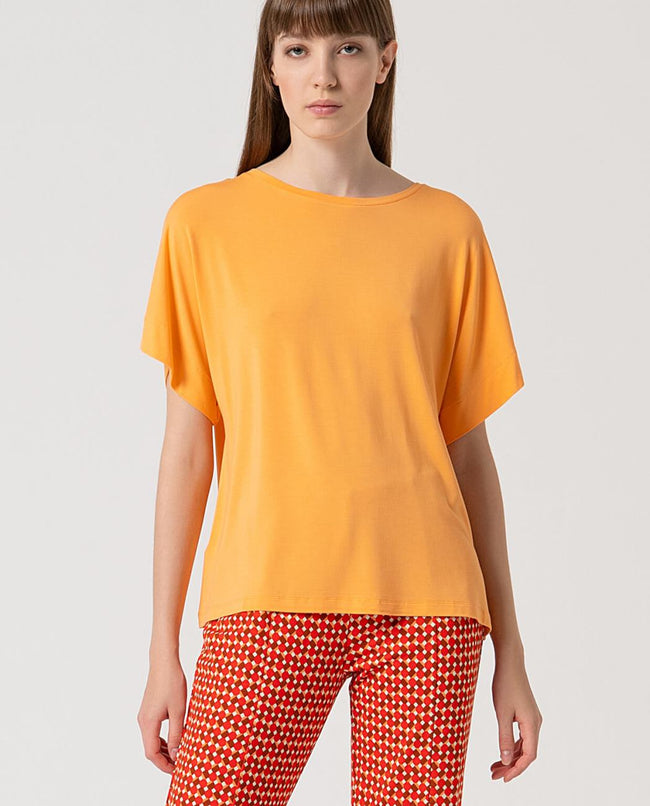 Camiseta oversize escote barco |Mandarina