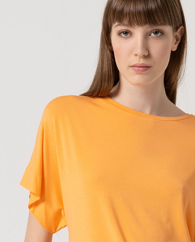Camiseta oversize escote barco |Mandarina